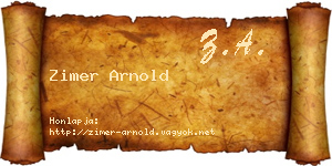 Zimer Arnold névjegykártya